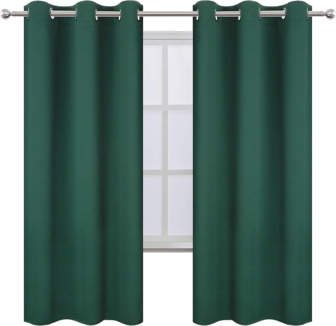 LEMOMO Dark Green Thermal Blackout Curtains/42 x 72 Inch/Set of 2 Panels Room - Image 2