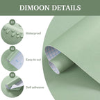 Dimoon 17.7''x393'' Peel and Stick Wallpaper Light Green Contact Paper - Image 4