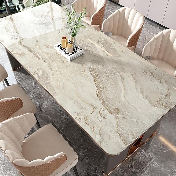 VEELIKE Wide 32''x354'' Beige Gold Marble Contact Paper - Image 4