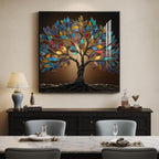 Framed Square Tree of Life Wall Art, Modern Contemporary Tree Painting Prints - Image 4