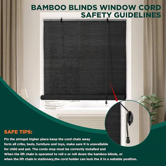 Bamboo Blinds for Interior Windows Bamboo Shades for Indoor Windows Roller - Image 4