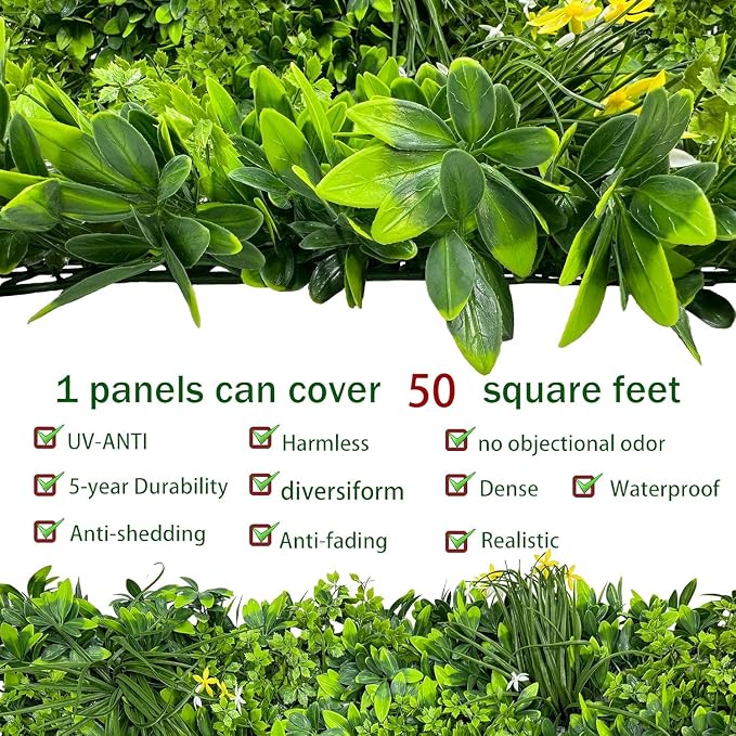 ODTORY Artificial Plant Wall Roll: 60 X 120 in UV-Anti Ivy Privacy Fence Screen - Image 3
