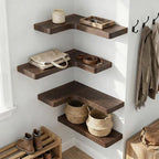 16 Inch Solid Wood Floating Corner Shelves 3 Pack - Image 6