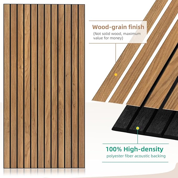 Wood Veneer Acoustic Panels, 4 Pack 47.2”x23.6” Sound Panels, Decorative Large - Image 3