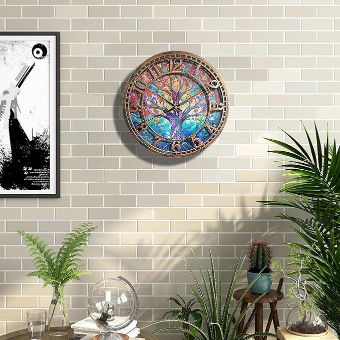 WANGIRO Tree of Life Wall Clock 12inch Silent Movement Non-Ticking Clock - Image 2