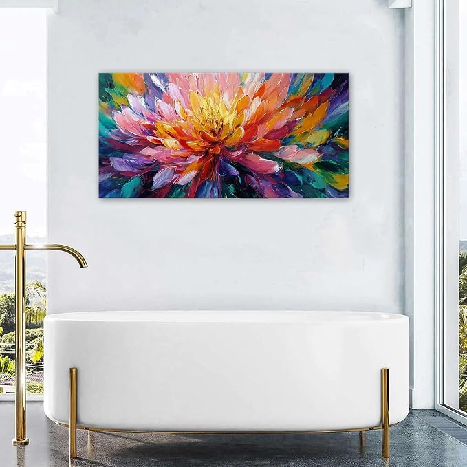 Abstract Lotus Wall Art Zen Wall Decor Large Colorful Lotus Flower Pictures - Image 5