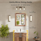 24x30 Inch Bathroom Mirror for Wall, Anti-Rust Walnut Wood Grain Metal Framed - Image 2