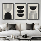 Large Framed Neutral Black and Beige Wall Art, 3 Piece Modern Canvas Prints - Image 2