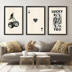 Heiple Framed Set of 3 Poker Wall Art Lucky You Poster, Trendy Retro Wall Art - Image 5