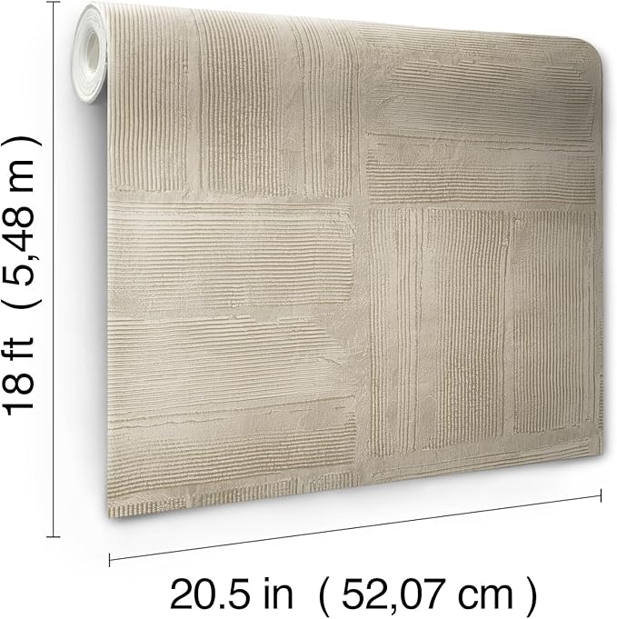 RoomMates Taupe Dimensional Square Plaster Peel and Stick Wallpaper, RMK12681PLW - Image 5