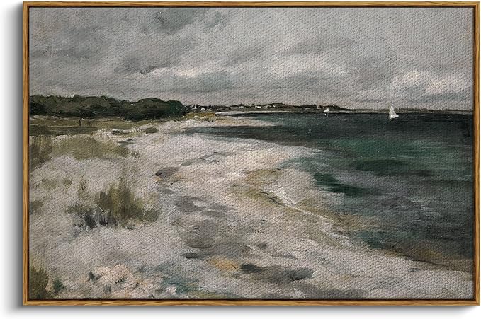 InSimSea Framed Canvas Wall Art, Seaside Landscape Painting Prints, Coastal by InSimSeaArt
