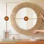 Chi An Home 24 Inch Natural Jute Mirror, Wall Mounted Round Mirror - Image 4