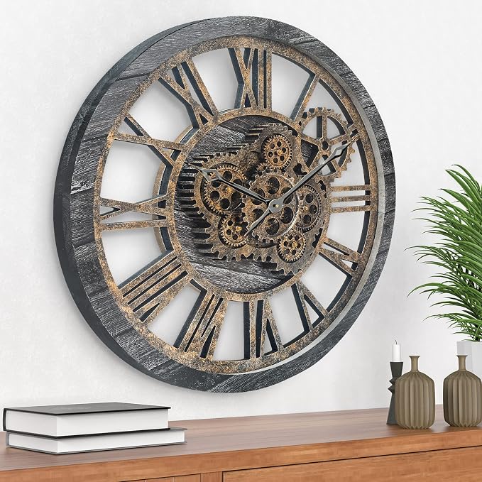 Large Wall Clock, Wall Clocks for Living Room Decor 20 Inch Farmhouse Vintage by HOIBAI