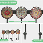 Coat Rack Wall Mounted with 4 Hooks, Round Brown Pattern Decorative Wall Hooks - Image 4