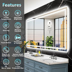 72x40 LED Bathroom Mirror with Lights, Backlit and Front Lit Anti-Fog Lighted - Image 2