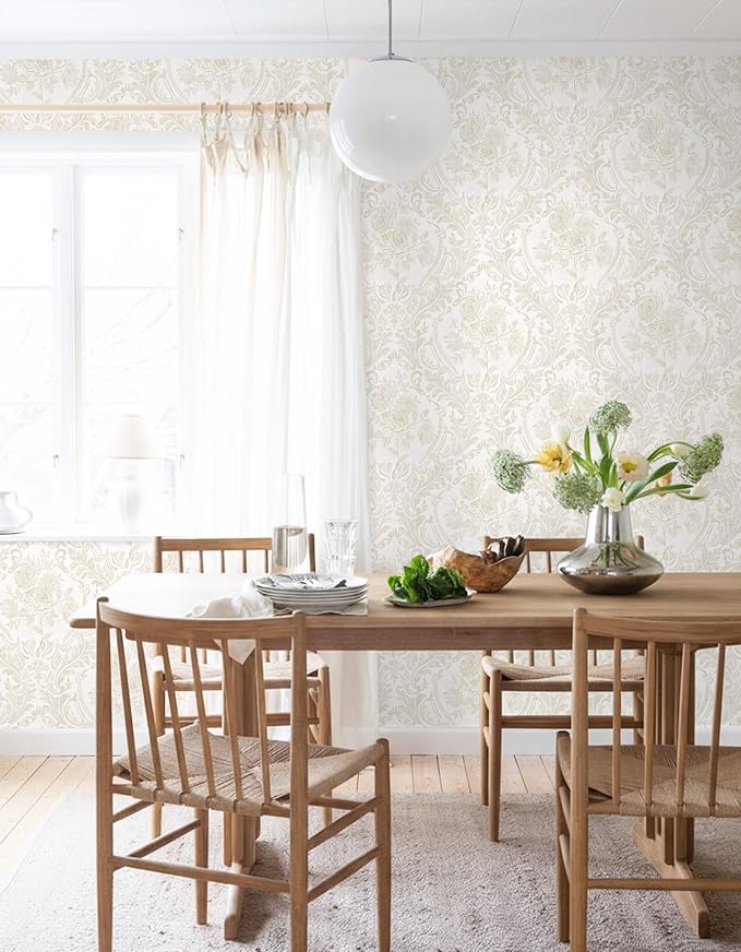 Ismoon Floral Peel and Stick Wallpaper Vintage Beige Contact Paper Boho - Image 6