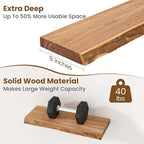 Floating Shelves for Wall Decor, Rustic Solid Elm Wood Live Edge Floating - Image 5