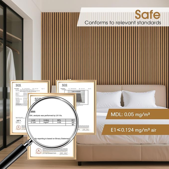 Wood Slat Wall Panels 4 Pack 94.5" x 7.9", Acoustic Wooden Panel - Image 4