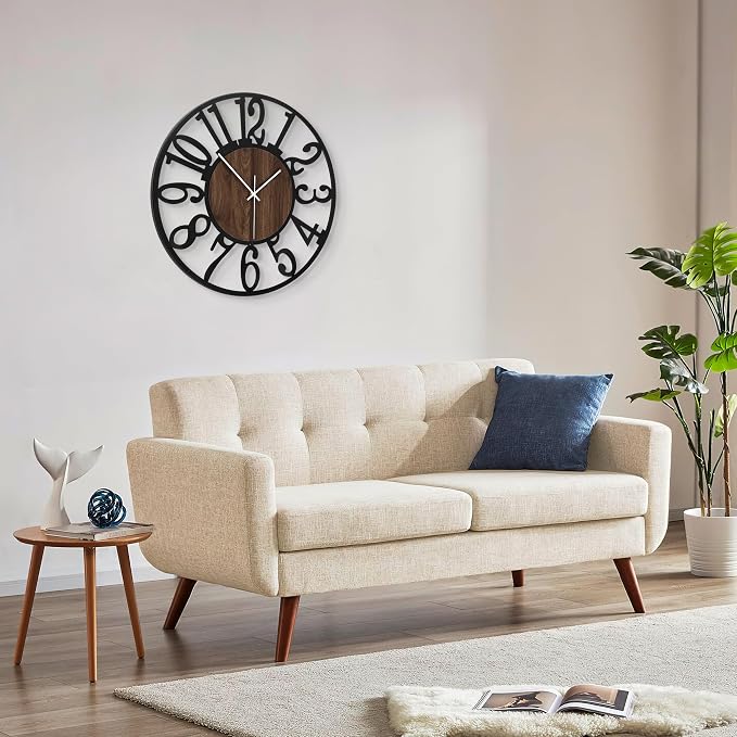 LEIKE Large Wall Clock 24'' Lighted Rustic Wood Clock - Image 7