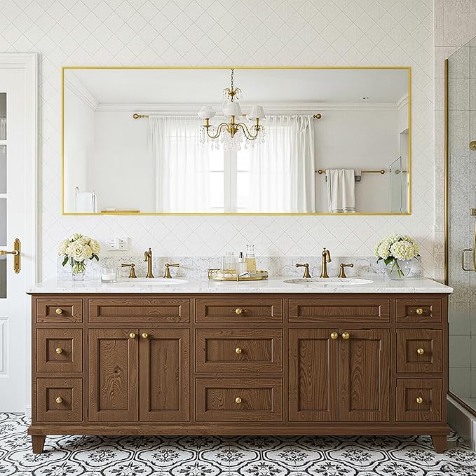 FICTOR Bathroom Vanity Mirror-Gold, 60x30 Inch, Shatterproof & Anti-Rust - Image 6