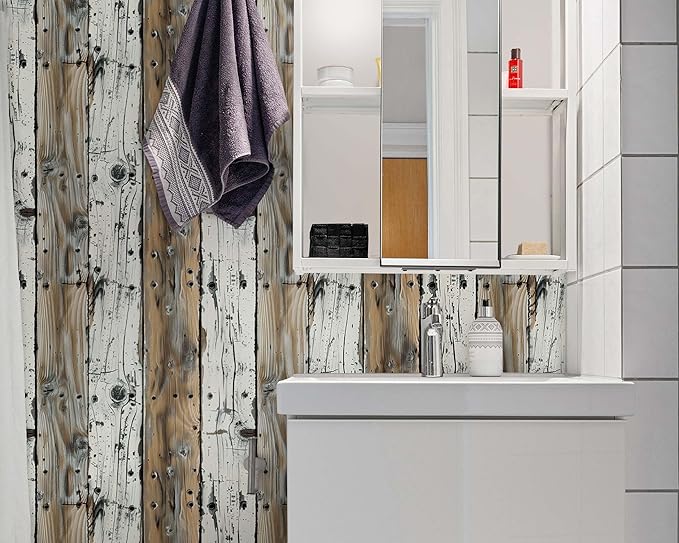 FLFK Shiplap Wallpaper Peel and Stick Removable Wood Wallpaper 16" x 256" Vinyl - Image 5