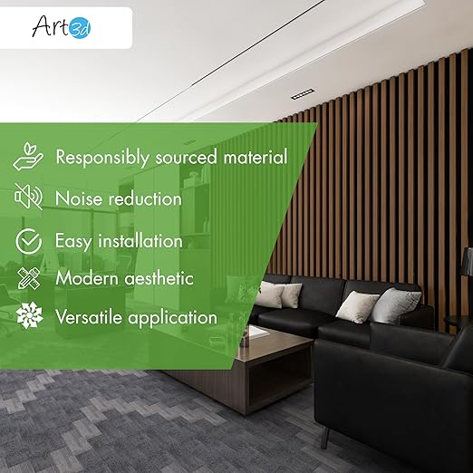 Art3d 4-Pack 12" x 24" Soundproof Wood Slat Panels, 8 sq.ft Acoustic Wall Panels - Image 5