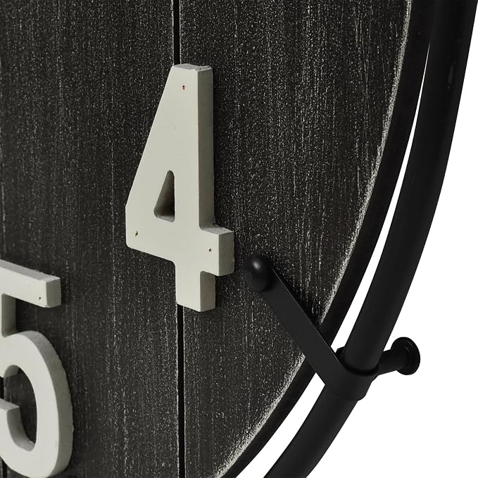 EMAX HOME Large Old Town Farmhouse Black Wall Clock 24 Inch Rustic Antique Wood - Image 6