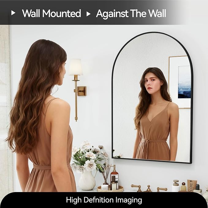 SCWF-GZ 36x24 Arch Mirror Rectangle Full Length Wall Mounted Hanging or Against - Image 7