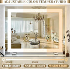 ROLOVE 22x20 Inch Lighted Vanity Mirror, 3-Mode Touch Dimming LED Lighting - Image 4