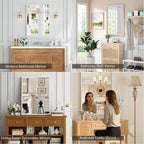 Syndra White Wood Frame Bathroom Mirror, Waterproof Slim Deep Frame, - Image 5