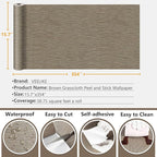 VEELIKE Taupe Grasscloth Peel and Stick Wallpaper Textured Faux Grasscloth - Image 9