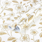Heroad Floral Wallpaper Peel and Stick White and Gold Contact Paper Boho Peel by HeroadBrand