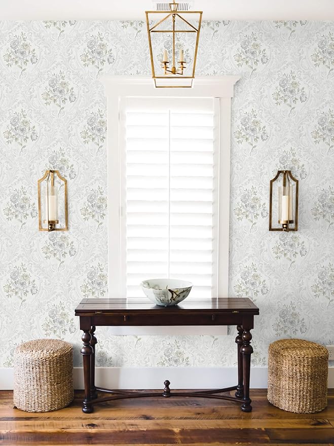Ismoon Vintage Peel and Stick Wallpaper Floral Contact Paper Boho White and - Image 6