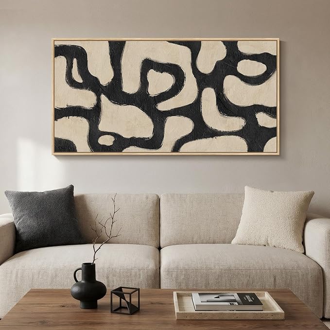 Framed Abstract Neutral Horizontal Wall Art by MXART