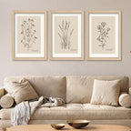 YWJKWLGS Vintage Botanical Wall Art 11x16 Inch Set of 3 Wooded Framed - Image 3