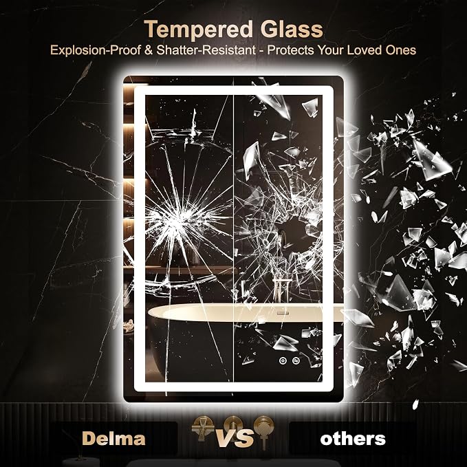 Delma LED Bathroom Mirror with Lights, 36x24 Vanity Mirror - Image 5