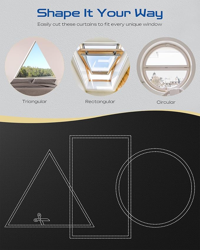 56" W x 54" L 100% Blackout Curtains, Total Darkness No-Drill Black Out Window - Image 3