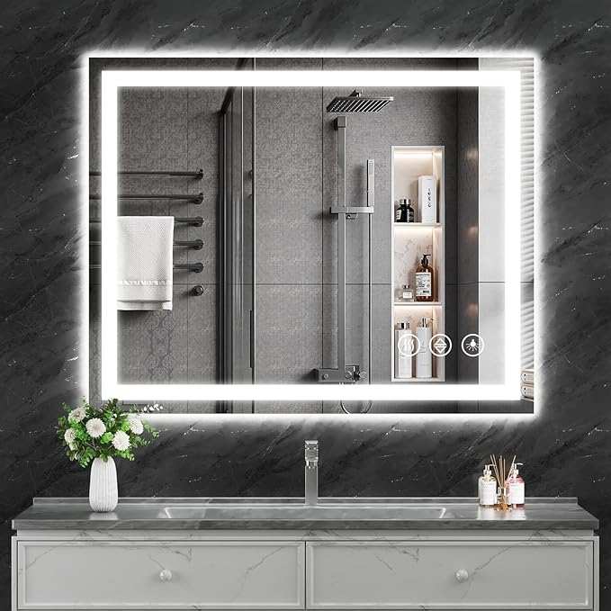 Koonmi 40"x30" LED Mirror for Bathroom, 90CRI Anti-Fog Vanity Mirror by KOONMI