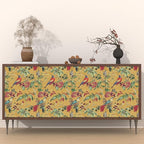 Vintage Floral Bird Wallpaper Peel and Stick, Boho Yellow Contact Paper - Image 2