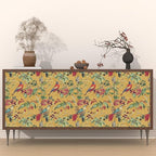Yellow Boho Wallpaper Peel and Stick, Vintage Floral Bird Contact Paper - Image 2