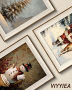 VIYYIEA Winter Framed Wall Art for Living Room, Snowman in Bathroom Canvas - Image 5