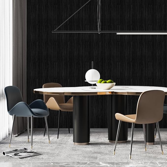 Black Grasscloth Peel and Stick Wallpaper - Image 4