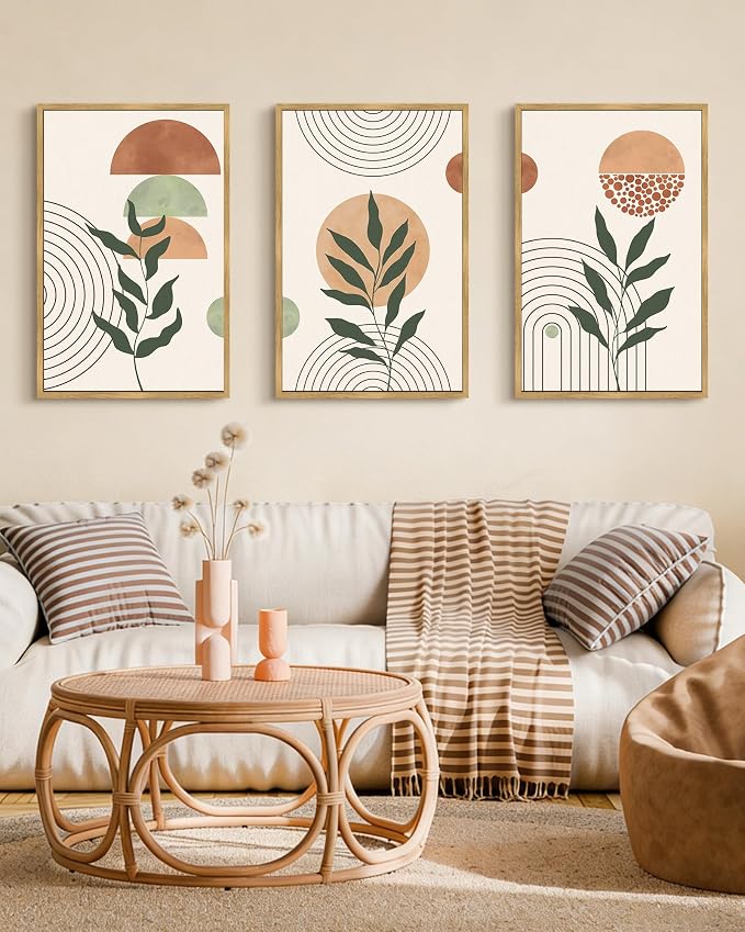 PHOPAGO Boho Wall Art Sage Plant Botanical Bohemain Framed Wall Printing Large - Image 2