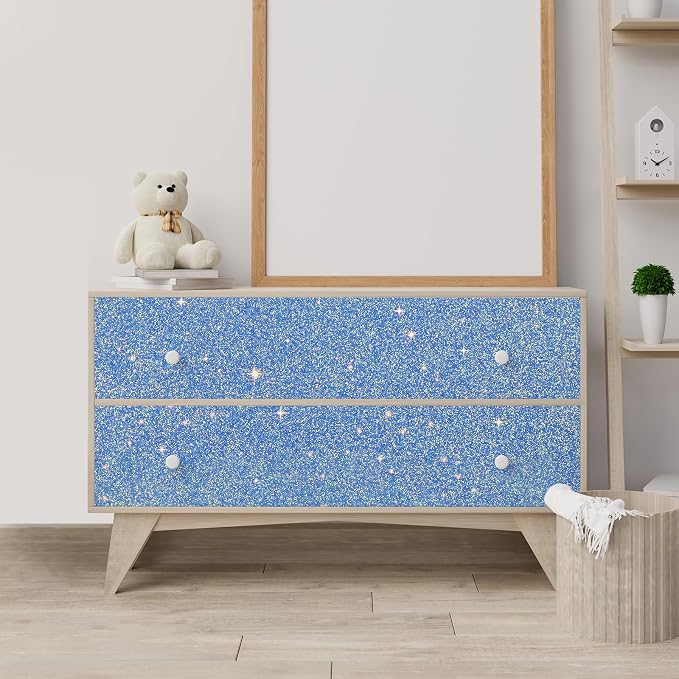 CHIHUT Holographic Blue Glitter Peel and Stick Wallpaper 15.7''x236'' - Image 6