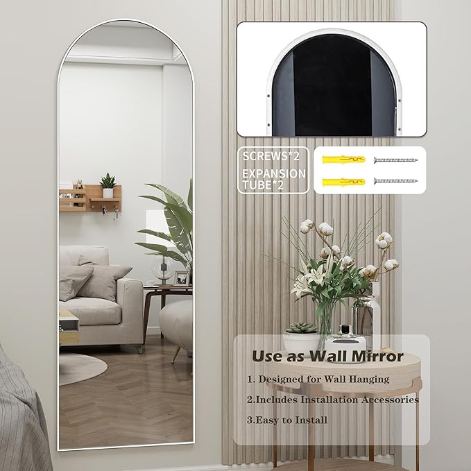 Arched Full Length Door Mirror 14x48, Metal Frame - Image 8