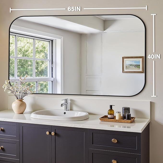 Bathroom Mirror for Wall, Large Bathroom Vanity Mirror for Over Sink 40 x 65 - Image 2