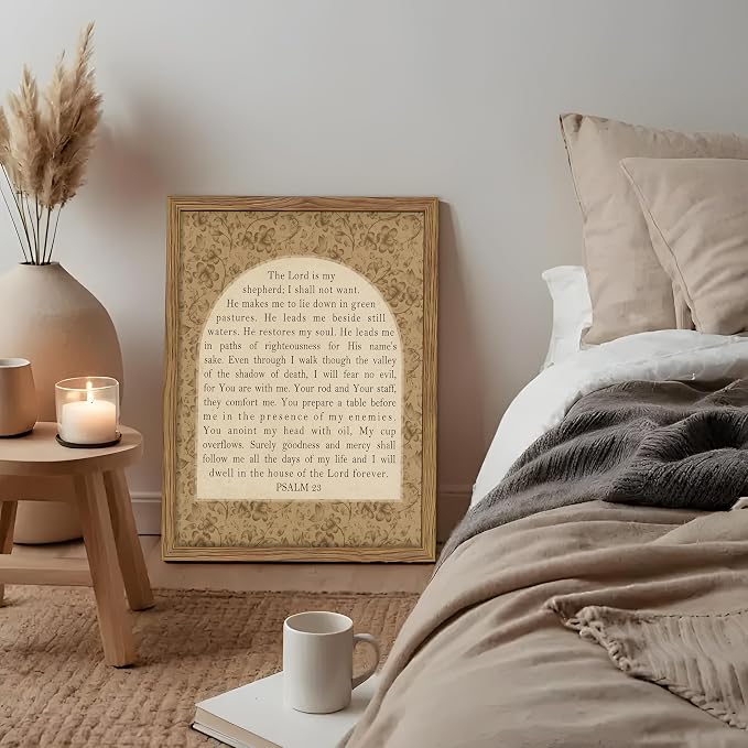 Framed Psalm 23 Wall Art, Christian Bible Verse Canvas Wall Decor, The Lord Is - Image 9