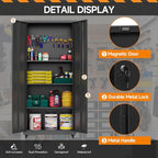 Garage Storage Cabinet with Wheels, Metal Storage Cabinet with 2 Doors and - Image 7