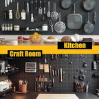 Spampur Peg Board, 4 Pack Metal Pegboard Panels Black Pegboards Wall Organizer - Image 8