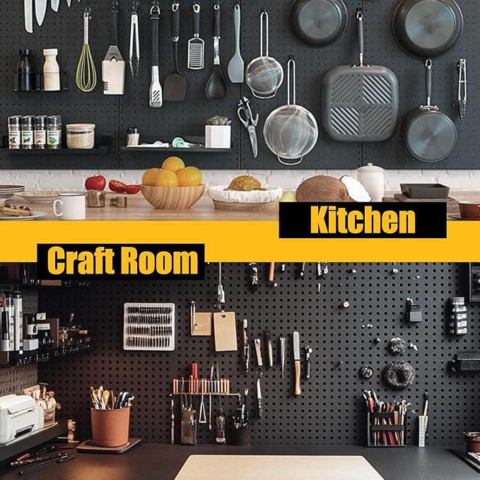 Spampur Peg Board, 4 Pack Metal Pegboard Panels Black Pegboards Wall Organizer - Image 8